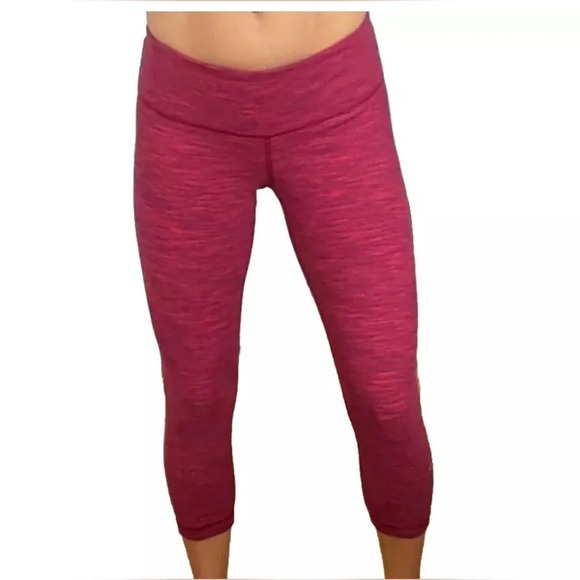 Lululemon Wunder Under cropped leggings in heathered Red Luon 6 - Picture 1 of 7